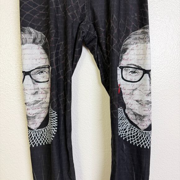 Yoga Democracy RGB Ruth Bader Ginsberg Leggings Womens Small Black Gym Stretch - Picture 4 of 12